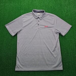 Wendys Employee Polo Shirt Mens Medium Striped Uniform Work Wear Short Sleeve